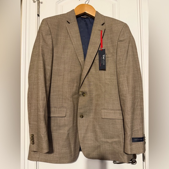 Tommy Hilfiger Tan Plaid Sport Coat Sz 44L